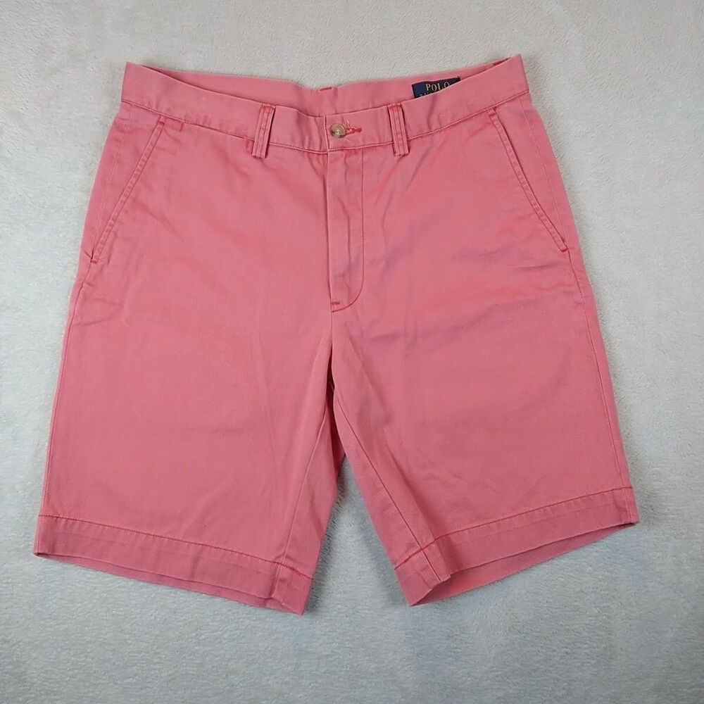 Polo Ralph Lauren Shorts Men's 32 Pink Classic Fit 9" Chino Cotton Golf Preppy